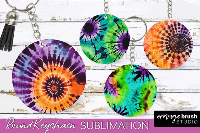 Halloween Tie Dye Keychain - Tie Dye Keychain Sublimation Sublimation OrangeBrushStudio 
