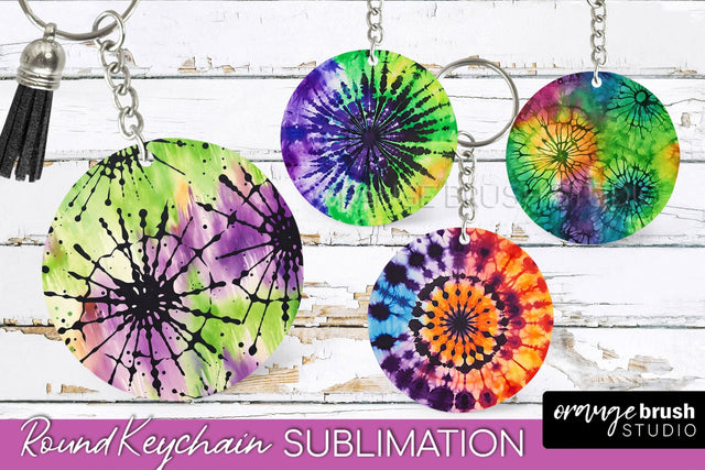 Halloween Tie Dye Keychain - Tie Dye Keychain Sublimation Sublimation OrangeBrushStudio 