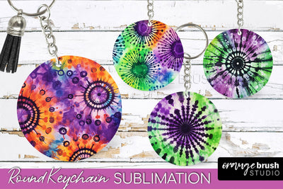 Halloween Tie Dye Keychain - Tie Dye Keychain Sublimation Sublimation OrangeBrushStudio 