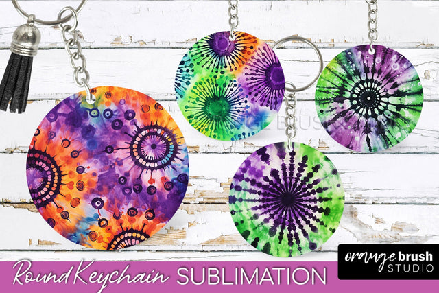 Halloween Tie Dye Keychain - Tie Dye Keychain Sublimation Sublimation OrangeBrushStudio 