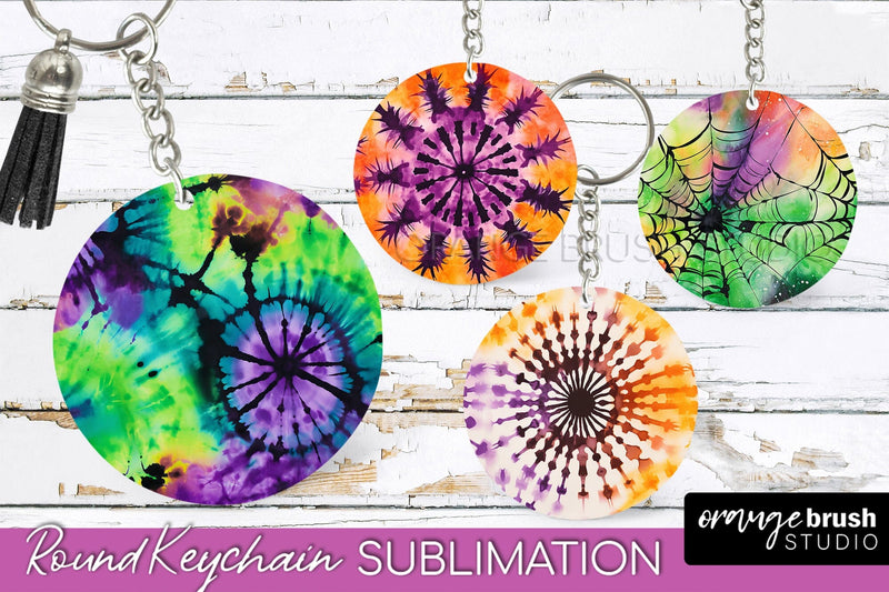 Halloween Tie Dye Keychain - Tie Dye Keychain Sublimation Sublimation OrangeBrushStudio 
