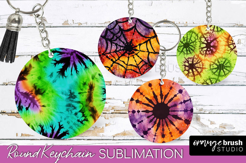 Halloween Tie Dye Keychain - Tie Dye Keychain Sublimation Sublimation OrangeBrushStudio 