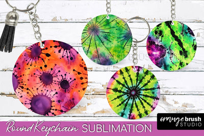 Halloween Tie Dye Keychain - Tie Dye Keychain Sublimation Sublimation OrangeBrushStudio 