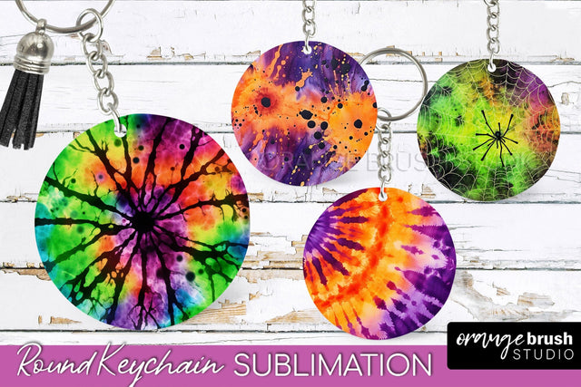 Halloween Tie Dye Keychain - Tie Dye Keychain Sublimation Sublimation OrangeBrushStudio 