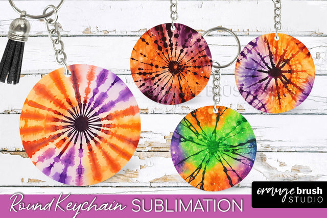Halloween Tie Dye Keychain - Tie Dye Keychain Sublimation Sublimation OrangeBrushStudio 