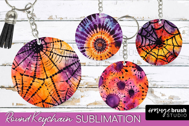 Halloween Tie Dye Keychain - Tie Dye Keychain Sublimation Sublimation OrangeBrushStudio 