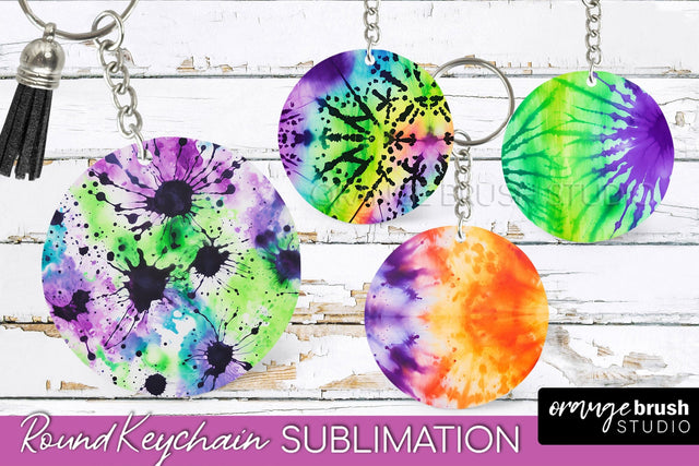 Halloween Tie Dye Keychain - Tie Dye Keychain Sublimation Sublimation OrangeBrushStudio 
