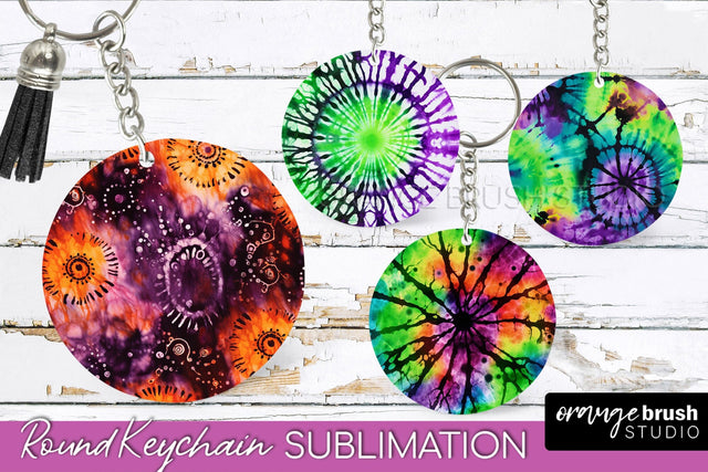 Halloween Tie Dye Keychain - Tie Dye Keychain Sublimation Sublimation OrangeBrushStudio 