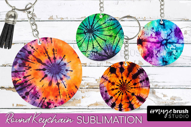 Halloween Tie Dye Keychain - Tie Dye Keychain Sublimation Sublimation OrangeBrushStudio 
