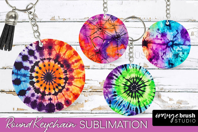 Halloween Tie Dye Keychain - Tie Dye Keychain Sublimation Sublimation OrangeBrushStudio 