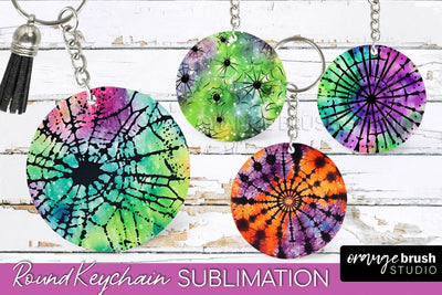 Halloween Tie Dye Keychain - Tie Dye Keychain Sublimation Sublimation OrangeBrushStudio 