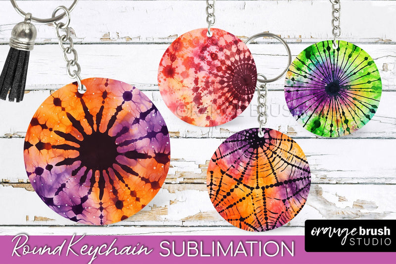 Halloween Tie Dye Keychain - Tie Dye Keychain Sublimation Sublimation OrangeBrushStudio 