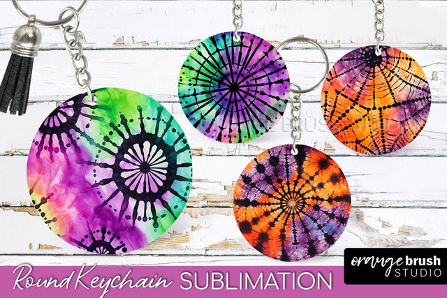 Halloween Tie Dye Keychain - Tie Dye Keychain Sublimation Sublimation OrangeBrushStudio 