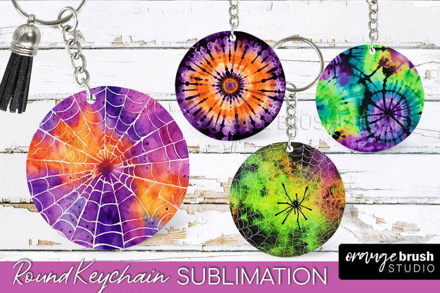 Halloween Tie Dye Keychain - Tie Dye Keychain Sublimation Sublimation OrangeBrushStudio 