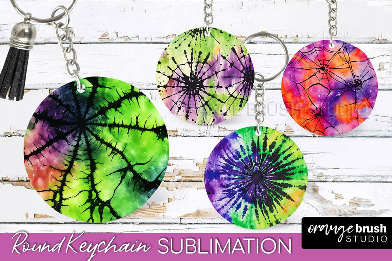Halloween Tie Dye Keychain - Tie Dye Keychain Sublimation Sublimation OrangeBrushStudio 