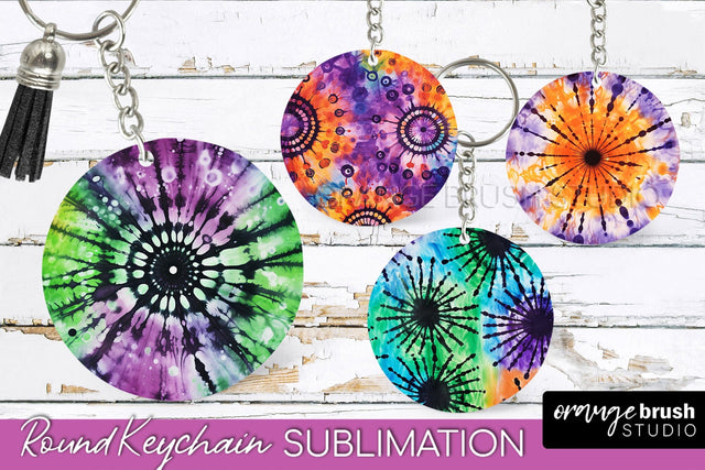 Halloween Tie Dye Keychain - Tie Dye Keychain Sublimation Sublimation OrangeBrushStudio 
