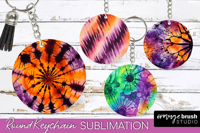 Halloween Tie Dye Keychain - Tie Dye Keychain Sublimation Sublimation OrangeBrushStudio 
