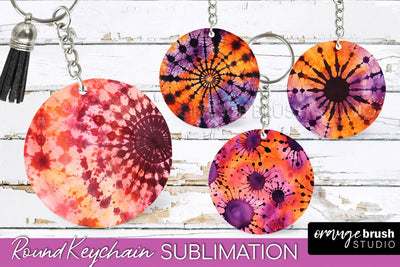 Halloween Tie Dye Keychain - Tie Dye Keychain Sublimation Sublimation OrangeBrushStudio 