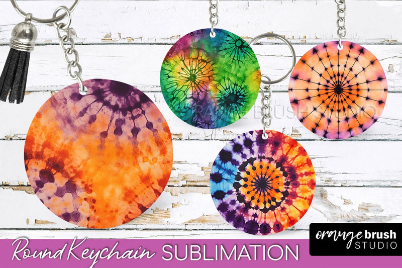 Halloween Tie Dye Keychain - Tie Dye Keychain Sublimation Sublimation OrangeBrushStudio 