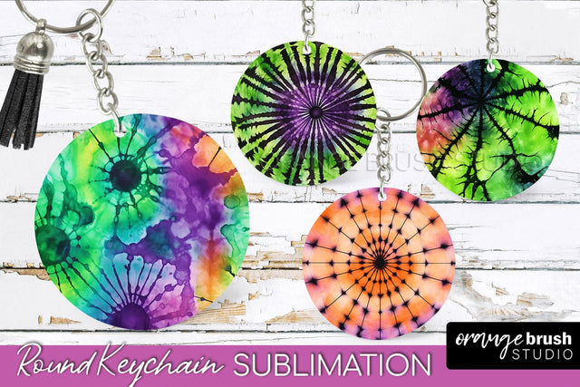 Halloween Tie Dye Keychain - Tie Dye Keychain Sublimation Sublimation OrangeBrushStudio 