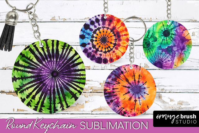 Halloween Tie Dye Keychain - Tie Dye Keychain Sublimation Sublimation OrangeBrushStudio 