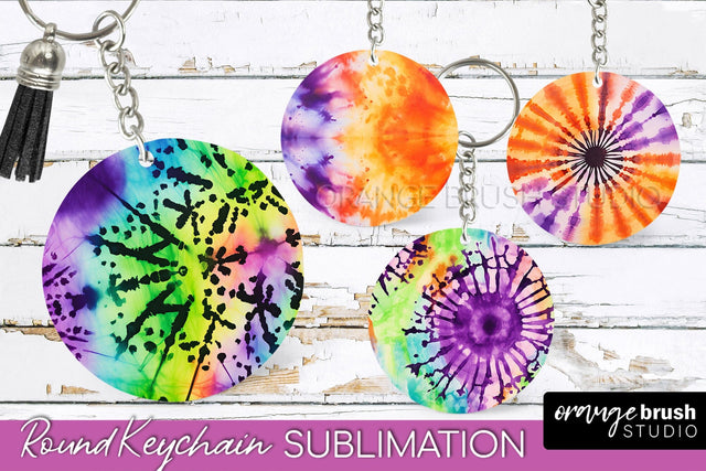 Halloween Tie Dye Keychain - Tie Dye Keychain Sublimation Sublimation OrangeBrushStudio 