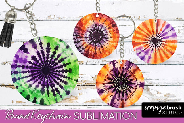 Halloween Tie Dye Keychain - Tie Dye Keychain Sublimation Sublimation OrangeBrushStudio 