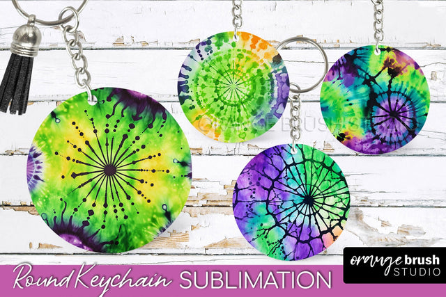 Halloween Tie Dye Keychain - Tie Dye Keychain Sublimation Sublimation OrangeBrushStudio 