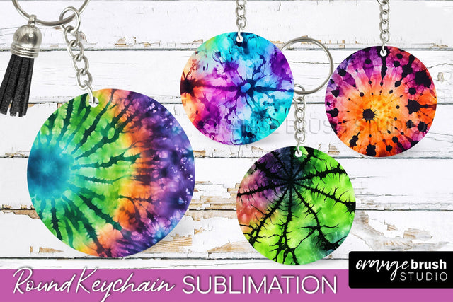 Halloween Tie Dye Keychain - Tie Dye Keychain Sublimation Sublimation OrangeBrushStudio 