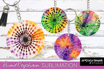 Halloween Tie Dye Keychain - Tie Dye Keychain Sublimation Sublimation OrangeBrushStudio 