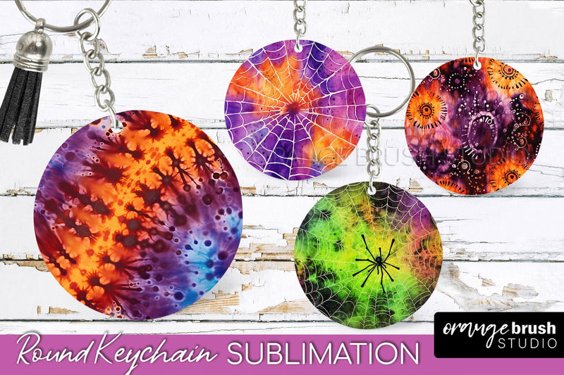 Halloween Tie Dye Keychain - Tie Dye Keychain Sublimation Sublimation OrangeBrushStudio 
