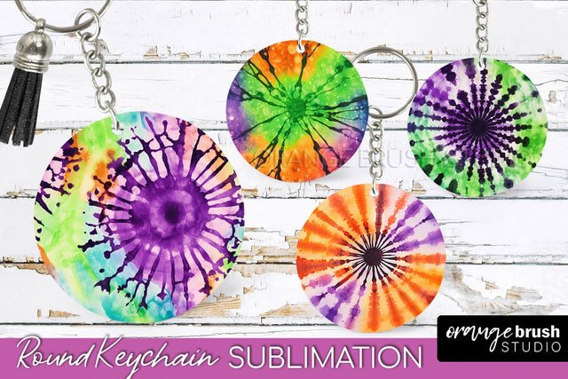 Halloween Tie Dye Keychain - Tie Dye Keychain Sublimation Sublimation OrangeBrushStudio 