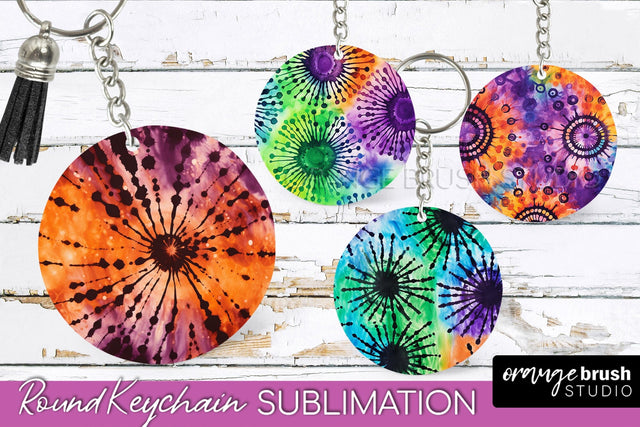 Halloween Tie Dye Keychain - Tie Dye Keychain Sublimation Sublimation OrangeBrushStudio 