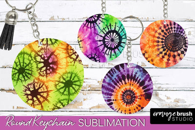 Halloween Tie Dye Keychain - Tie Dye Keychain Sublimation Sublimation OrangeBrushStudio 