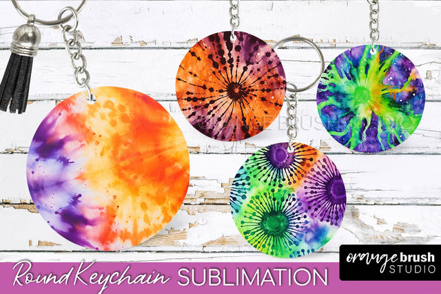 Halloween Tie Dye Keychain - Tie Dye Keychain Sublimation Sublimation OrangeBrushStudio 
