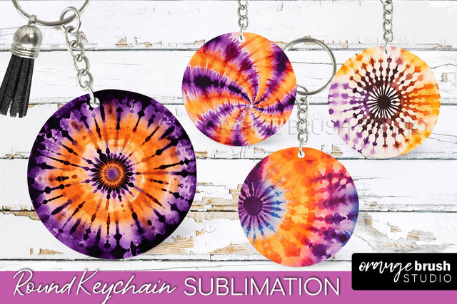Halloween Tie Dye Keychain - Tie Dye Keychain Sublimation Sublimation OrangeBrushStudio 