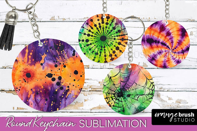 Halloween Tie Dye Keychain - Tie Dye Keychain Sublimation Sublimation OrangeBrushStudio 