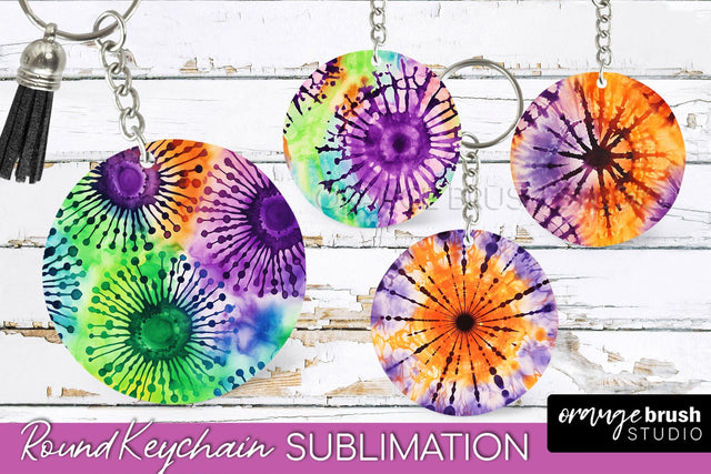 Halloween Tie Dye Keychain - Tie Dye Keychain Sublimation Sublimation OrangeBrushStudio 