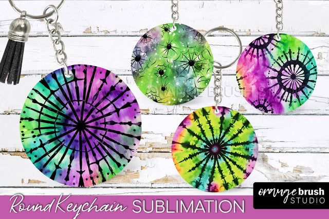 Halloween Tie Dye Keychain - Tie Dye Keychain Sublimation Sublimation OrangeBrushStudio 