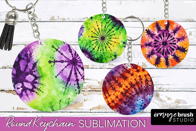 Halloween Tie Dye Keychain - Tie Dye Keychain Sublimation Sublimation OrangeBrushStudio 