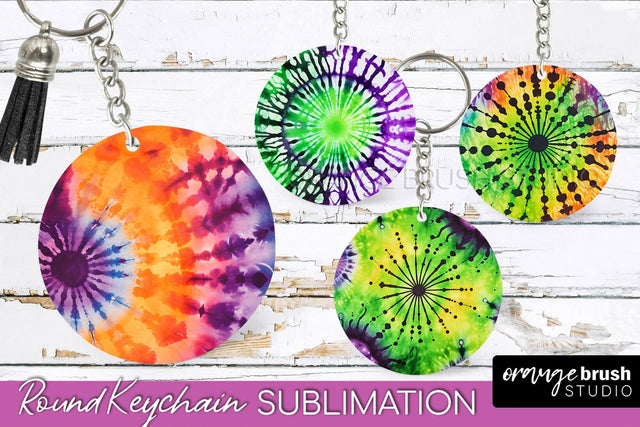 Halloween Tie Dye Keychain - Tie Dye Keychain Sublimation Sublimation OrangeBrushStudio 