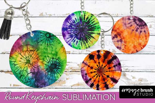 Halloween Tie Dye Keychain - Tie Dye Keychain Sublimation Sublimation OrangeBrushStudio 