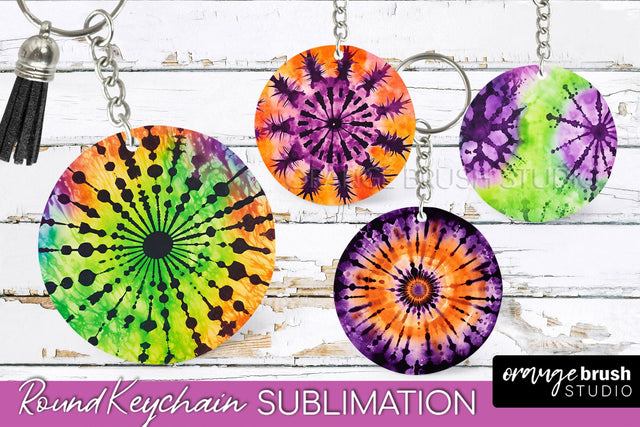 Halloween Tie Dye Keychain - Tie Dye Keychain Sublimation Sublimation OrangeBrushStudio 