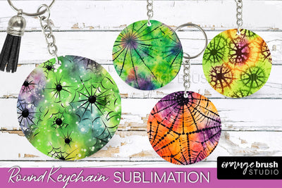 Halloween Tie Dye Keychain - Tie Dye Keychain Sublimation Sublimation OrangeBrushStudio 