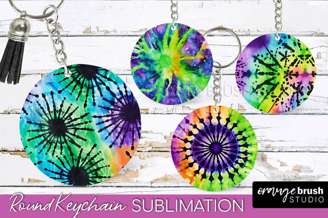 Halloween Tie Dye Keychain - Tie Dye Keychain Sublimation Sublimation OrangeBrushStudio 
