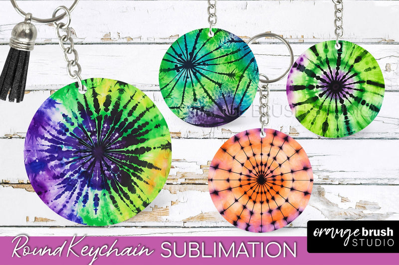 Halloween Tie Dye Keychain - Tie Dye Keychain Sublimation Sublimation OrangeBrushStudio 