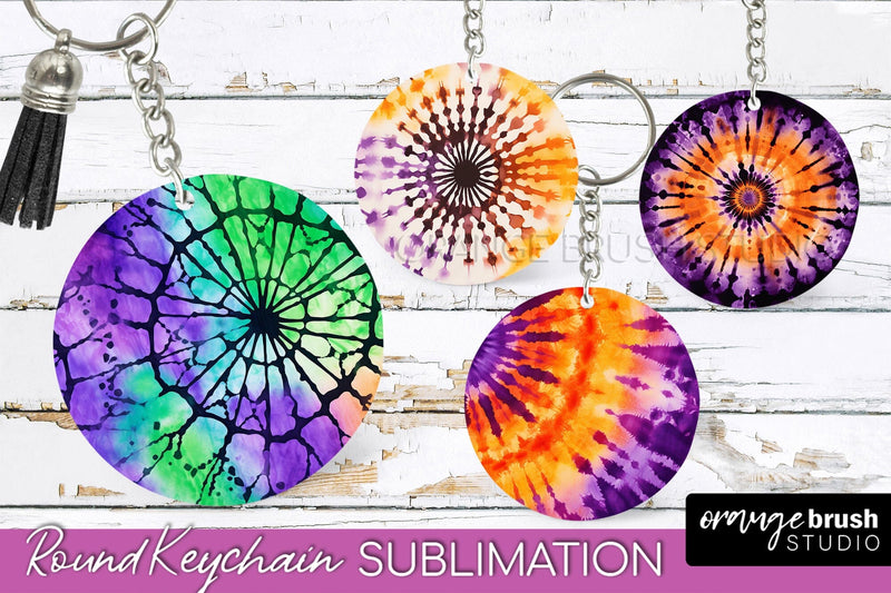 Halloween Tie Dye Keychain - Tie Dye Keychain Sublimation Sublimation OrangeBrushStudio 