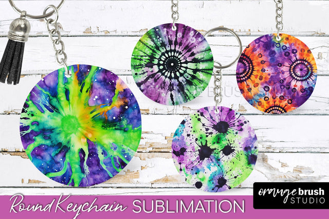 Halloween Tie Dye Keychain - Tie Dye Keychain Sublimation Sublimation OrangeBrushStudio 