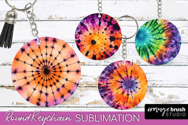 Halloween Tie Dye Keychain - Tie Dye Keychain Sublimation Sublimation OrangeBrushStudio 