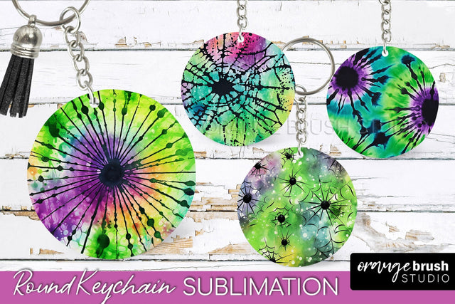 Halloween Tie Dye Keychain - Tie Dye Keychain Sublimation Sublimation OrangeBrushStudio 